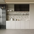 Elegant Modern Sideboard With Glass Doors Storage Cabinets Display Shelves For Dishes And Glasses