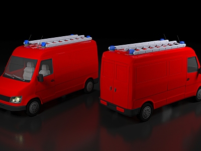 Fire truck small fire truck command vehicle 119 van truck transport vehicle toy American fire truck European fire truck scene props 3d model