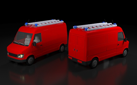 Fire truck small fire truck command vehicle 119 van truck transport vehicle toy American fire truck European fire truck scene props 3d model