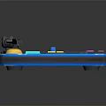 Blue Turntable With Black Platter Pink Yellow Center And Colorful Buttons