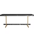 Modern Black Marble Top Dining Table With Gold Metal Legs Design