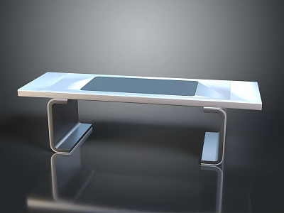 Modern Minimalist Table With Sleek Metal Frame And Dark Center Panel Design 3d model