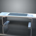 Modern Minimalist Table With Sleek Metal Frame And Dark Center Panel Design