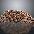 Neatly Stacked Natural Firewood Pile With Gray Gradient Background And Reflection