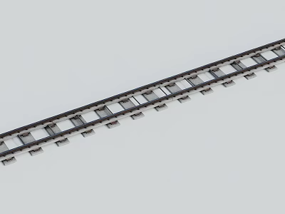 Straight Railway Track With Metal Rails And Wooden Sleepers On White Background 3d model
