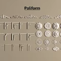 Exquisite Decorative Carvings For Interior With Rosettes Moldings And Scroll Patterns 3d model