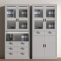 White Office Filing Cabinets with Glass Doors Drawers And Organized Files Books
