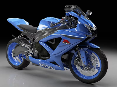 Blue Suzuki Sport Motorcycle With Sleek Design 3d model