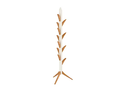 White And Brown Minimalist Coat Rack With Branch Like Hooks Design 3d model