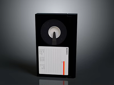 Vintage SONY Magnetic Tape With Black Case White Label And Red Stripe 3d model