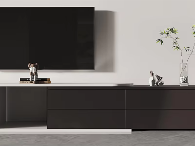 Modern TV Stand With Sleek Design TV Decorative Items And Potted Plant 3d model