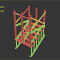 Building Construction Scaffolding Wooden Structure With Multi Level Support Frames