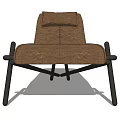 Modern Brown Lounge Chair With Ergonomic Design And Black Metal Frame