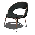 Modern Gray Upholstered Accent Chair With Curved Backrest And Metal Legs