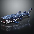 Shark Shaped Decorative Figure Made With Blue And White Blocks On Reflective Surface