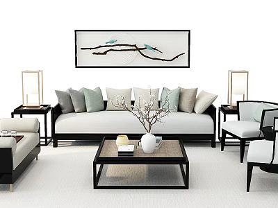 Sofa coffee table combination 3d model