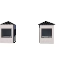 Two Small Architectural Structures with Black Roofs White Walls and Front Black Panels 3d model