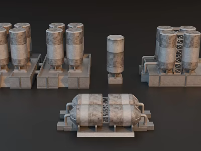 Industrial Equipment Featuring Large Storage Tanks Reactors And Pipeline Systems 3d model