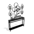 Elegant Console Table With Decorative Candles And Circular Geometric Wall Decor