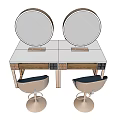 Modern Dressing Table With Two Round Mirrors And Comfortable Chairs