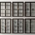 Stylish Sliding Doors With Decorative Glass Patterns And Modern Frame Details 3d model