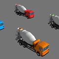 Colorful Concrete Mixer Utility Vehicles in Blue Red Orange Green for Construction
