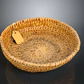 Woven Storage Basket With Yellow Tag For Home Organizing Natural Material