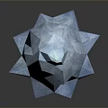 Shiny Blue Purple Gradient Geometric Polyhedron on Dark Background With Smooth Reflection