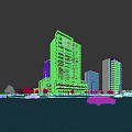 Modern Tall Office Building With Glass Facade And Illuminated Night View In Urban Setting