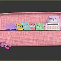 Cute Pink Pencil Case with Pens Calculator and Adorable Cartoon Decorations for School Supplies