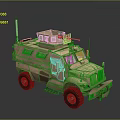 Sand Colored Armored Military Vehicle With Roof Mounted Machine Gun And Antenna