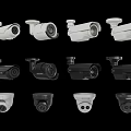 Various Projection Surveillance Cameras With White Black Designs And Outdoor Indoor Use