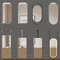 Various Modern Mirrors Including Oval Rectangular With Shelves Wall Mounted And Floor Standing Designs 3d model