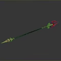 Elegant Decorative Spear With Golden Spearhead Red Accents And Black Shaft