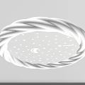 White Modern Ceiling Light with Star Moon Pattern Square and Round Decorative Design for Home 3d model
