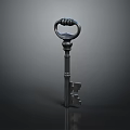 Vintage Metal Key With Ring Shaped Decorative Handle And Intricate Design On Dark Background
