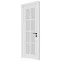 White Sliding Door With Glass Panels And Black Handle For Home Interior