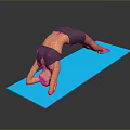 Woman Practicing Yoga Bridge Pose On Blue Mat For Fitness Exercise
