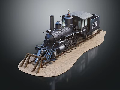 Vintage Steam Train Model With Number 2011 On Wooden Track And Sandy Base 3d model