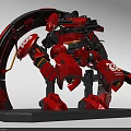 Smart Machine Red Mechanical Robot With Ring Structure Multi Jointed Arms And Weaponry 3d model