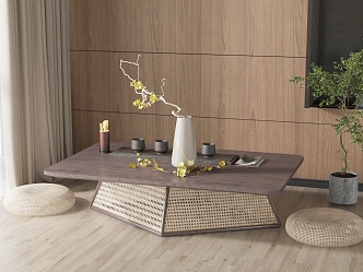 New Chinese Tea Table and Chair Tatami Tea Table and Chair Combination 3d model