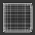 Modern Light Gray Textured Fabric Upholstered Square Stool With Sleek Black Metal Legs For Living Room
