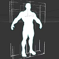 White Muscular Man 3D Human Model with Well Defined Physique in Standing Position