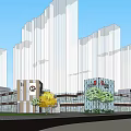 Elegant Modern Commercial Street Featuring Shopping Areas Pedestrian Walkways And Stylish Buildings