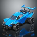 Blue Electric Toy Car With Racing Style Rear Wing And Sleek Black Wheels
