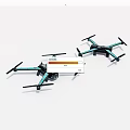 Black And Teal Quadcopter Drones With Four Propellers For Aerial Activities