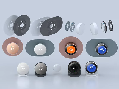 Modern Temperature Control Switch Panels With Digital Display And Multiple Colors 3d model