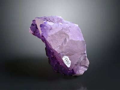 Raw Amethyst Stone With Purple Hue Rough Texture Natural Shape And Number Tag 3d model