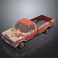 Rusty Old Pickup Truck With Weathered Exterior And Empty Bed 3D Rendering