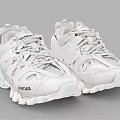 Balenciaga White Chunky Sole Mesh Design Lace Up Trendy Sporty Sneakers